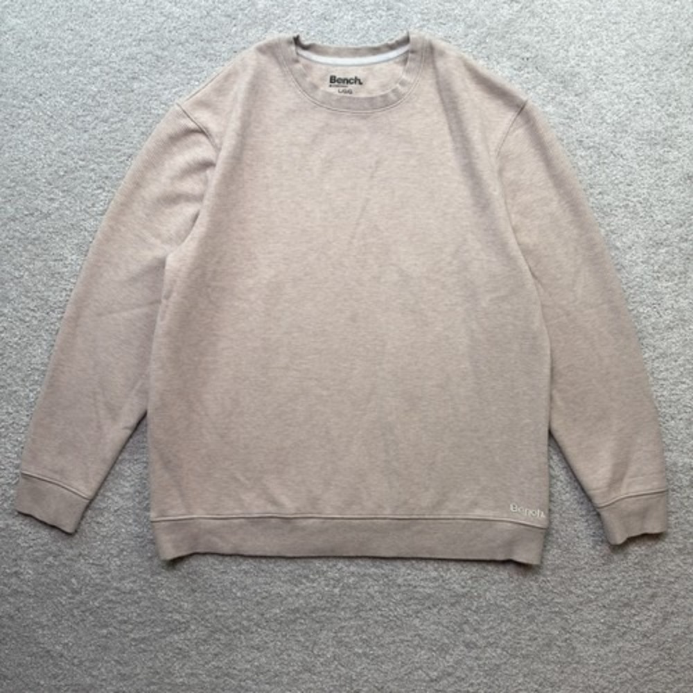 Bench Thermal Shirt Mens Large Beige Fleece Lined Waffle Knit Long Sleeve